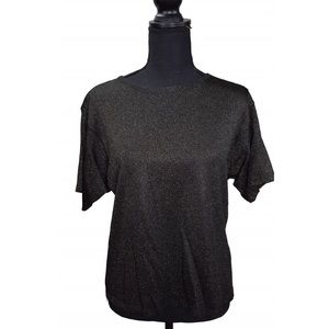 Liz Claiborne Black/Gold Metallic Blouse - Sz L